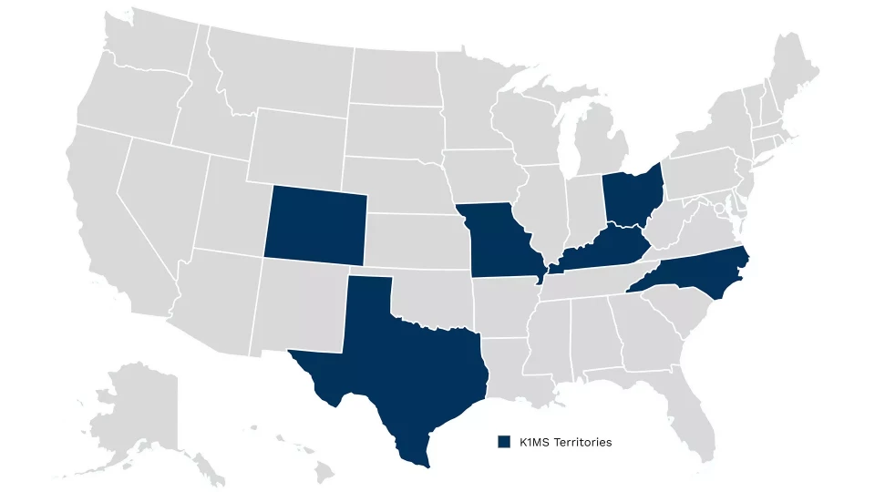 K1MS Territories on US Map